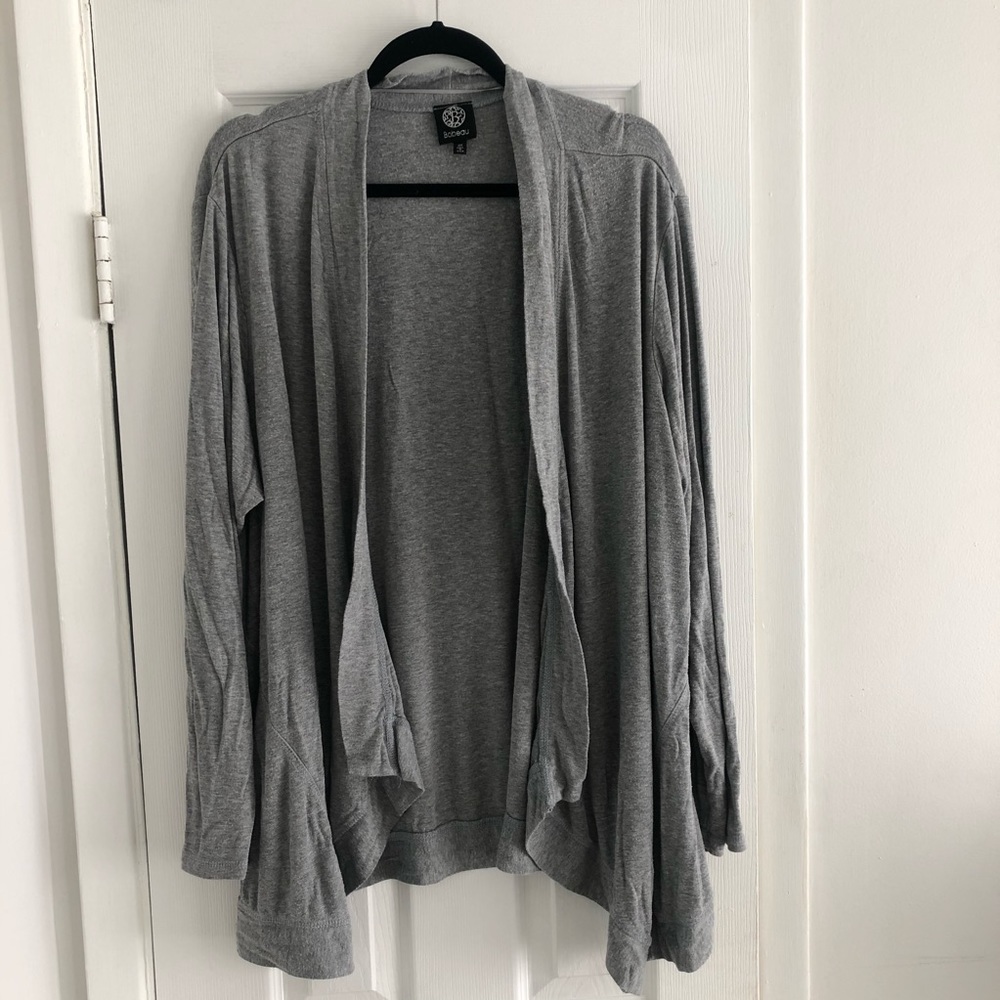 Heathered grey open cardigan - plus size 3x